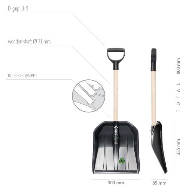 Лопата для снега Prosperplast Nanga Eco Car с деревянной ручкой 30x80 см (CNT00011758) - фото 3