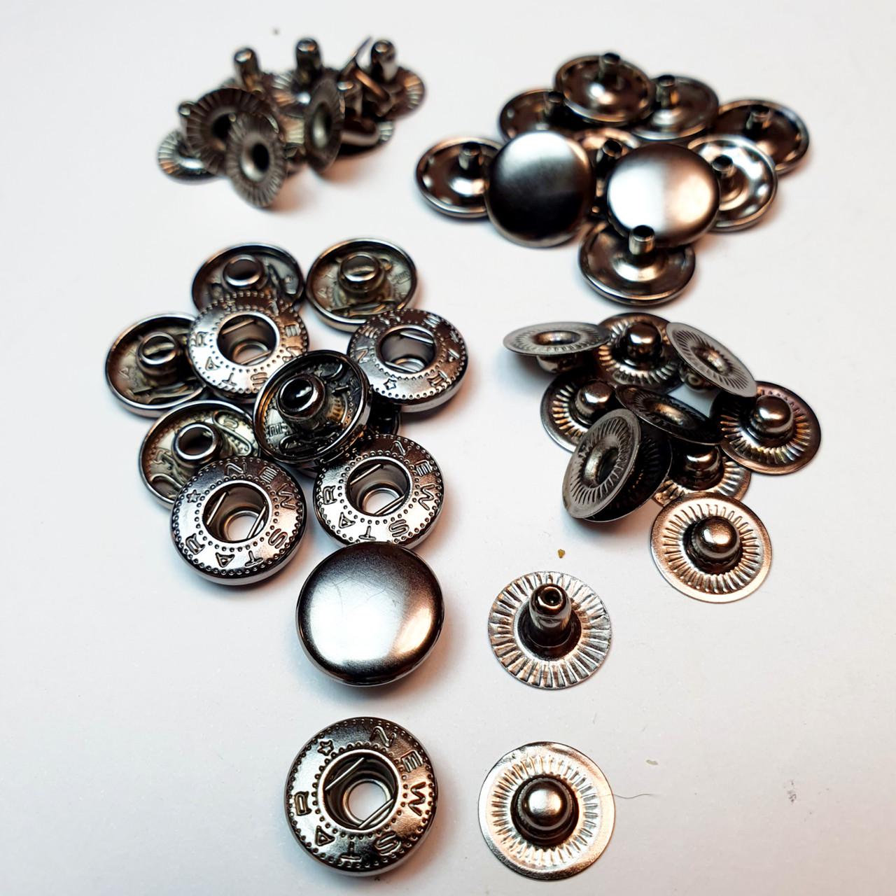 Кнопка металева Strong Alfa 12,5 мм 10 шт. Чорний нікель