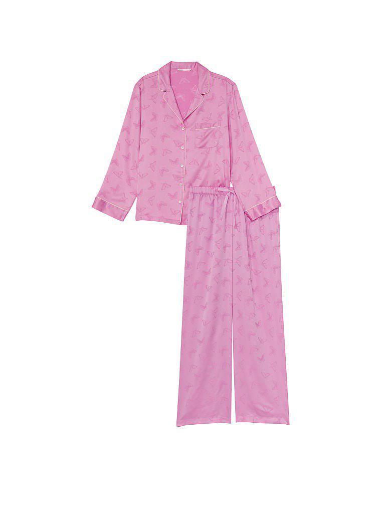 Піжама жіноча Victoria's Secret Satin Long Pajama Set сатинова L Рожевий (13800810) - фото 3