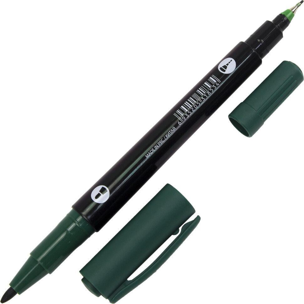 Маркер двухсторонний Neo Line тонкий 0,6 мм и толстый 1 мм для рисования эскиза Зеленый