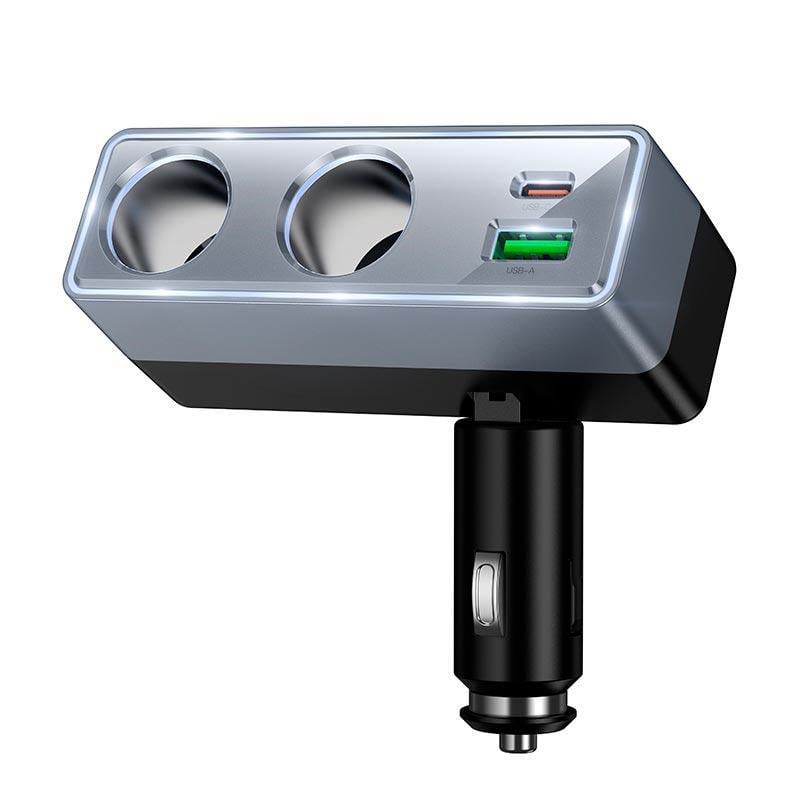 Разветвитель прикуривателя в авто Hoco Z65B до 240 Вт 1xUSB-C/1xUSB-A Black (24453)