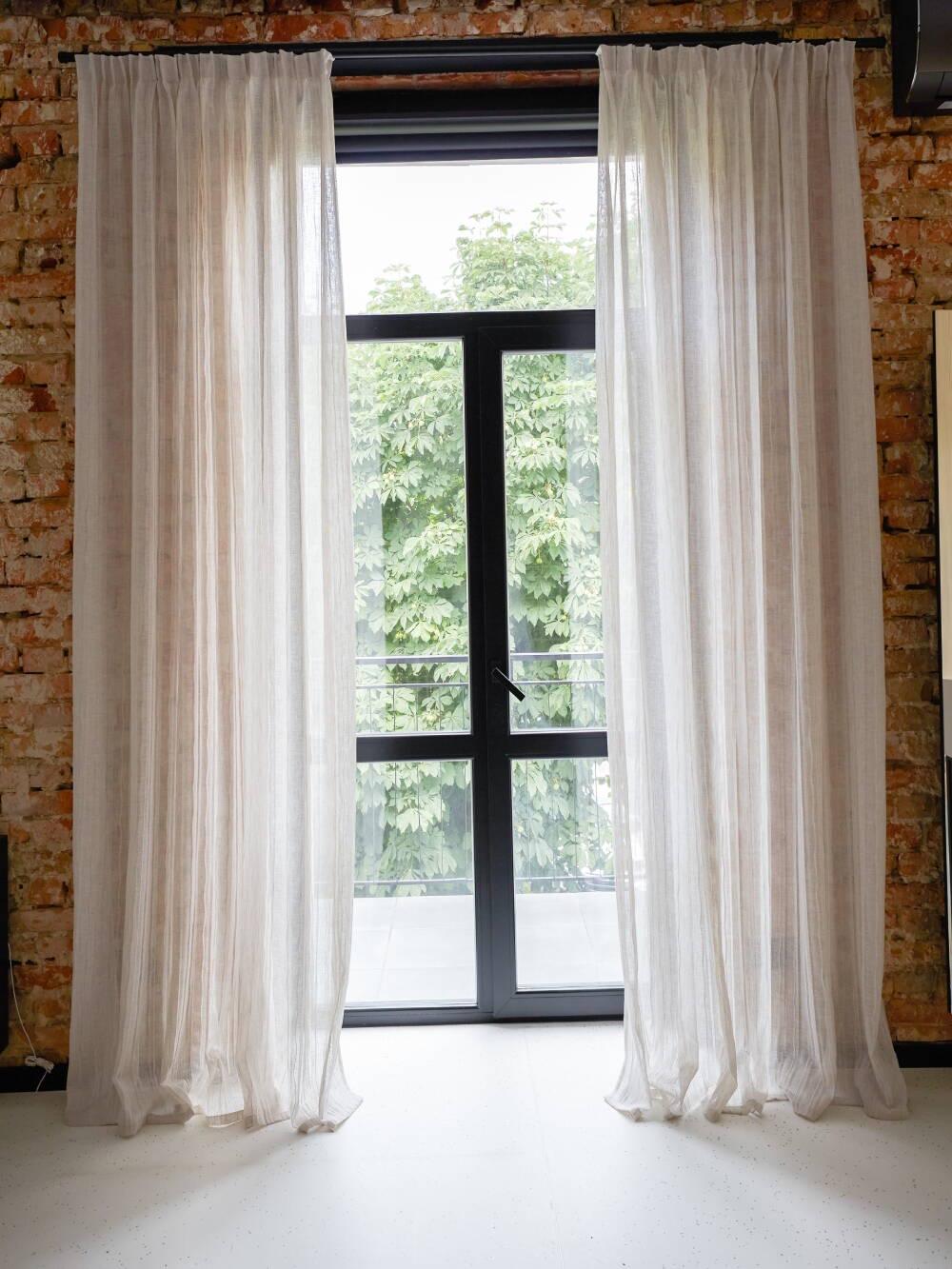 Гардины льняные 2 м 2 шт. Бежевый (000104302)