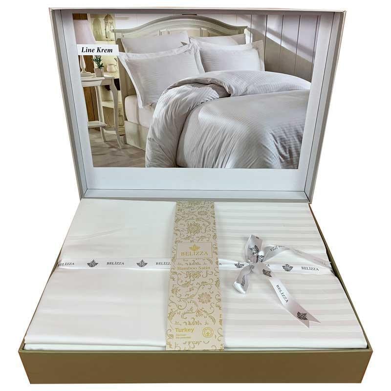 Комплект постельного белья Sultana Belizza Line Krem сатин страйп евро 9983338 Кремовый (DR012812)