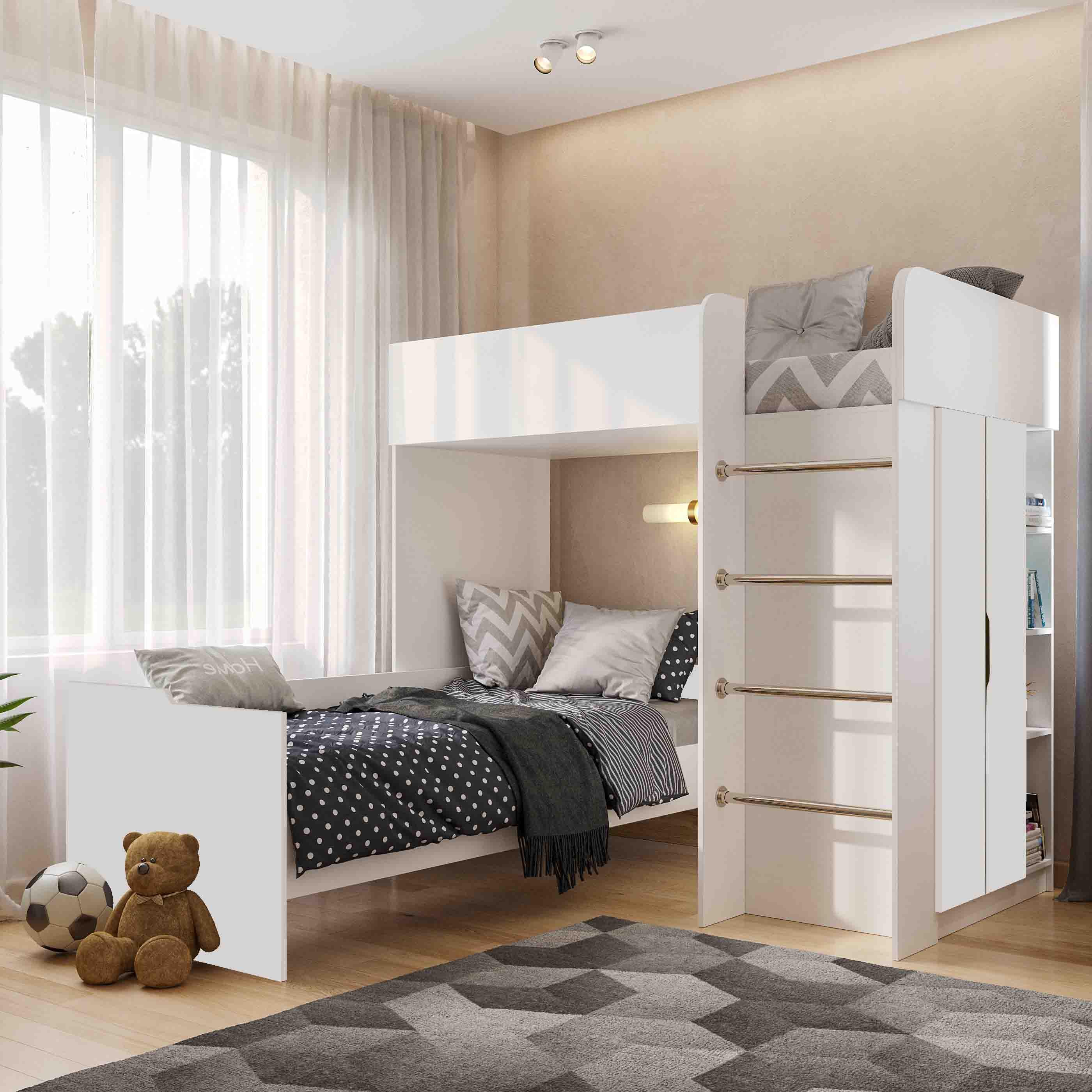 Комплект для детской BED-ROOM 3 две кровати и шкаф 1940x1020x1690 мм Белый