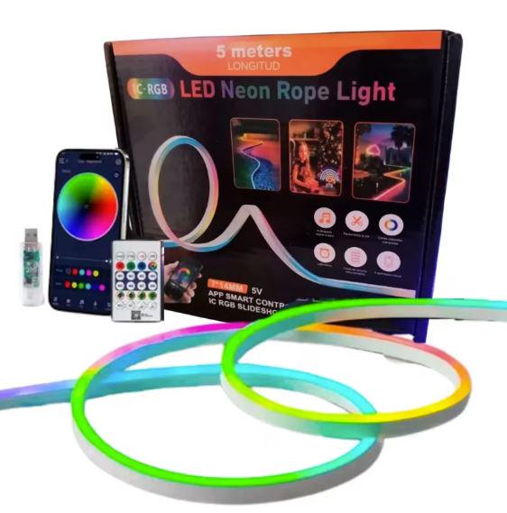 Светодиодная неоновая лента Bluetooth управления с пульта и телефона USB RGB 5250 5 м