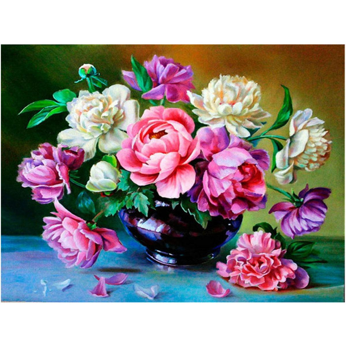 Алмазна мозаїка Santi Букет півоній 40х50 см на підрамнику (954116)