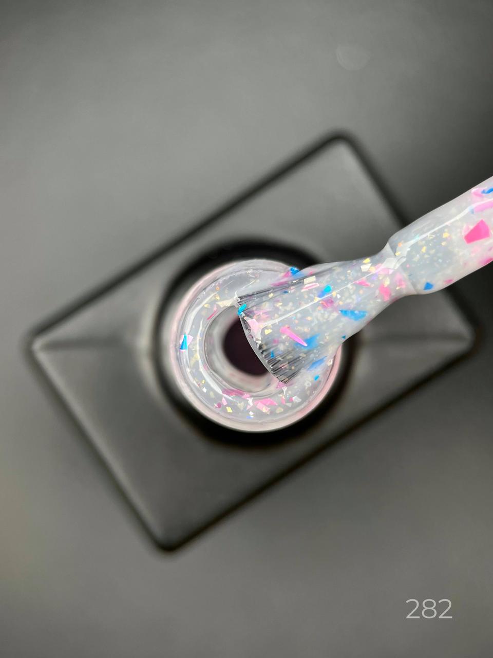 Цветная база Potal yugurt base Дизайнер с поталью/хлопья Юки для маникюра и педикюра 9 мл 282