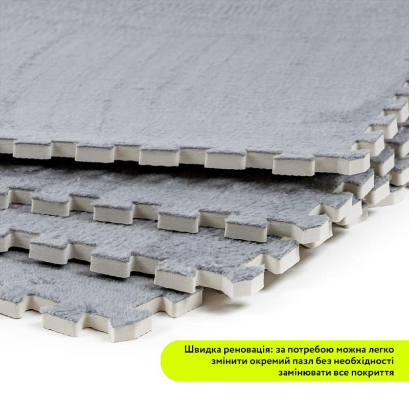 Коврик-пазл плюшевый Sticker Wall SW-00002081 60х60х1 см Светло-серый (27051080) - фото 5