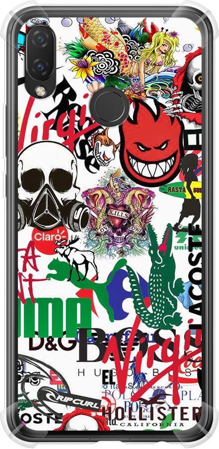 Чохол на Huawei Nova 3i Many different logos (4022sp-1541-42517)