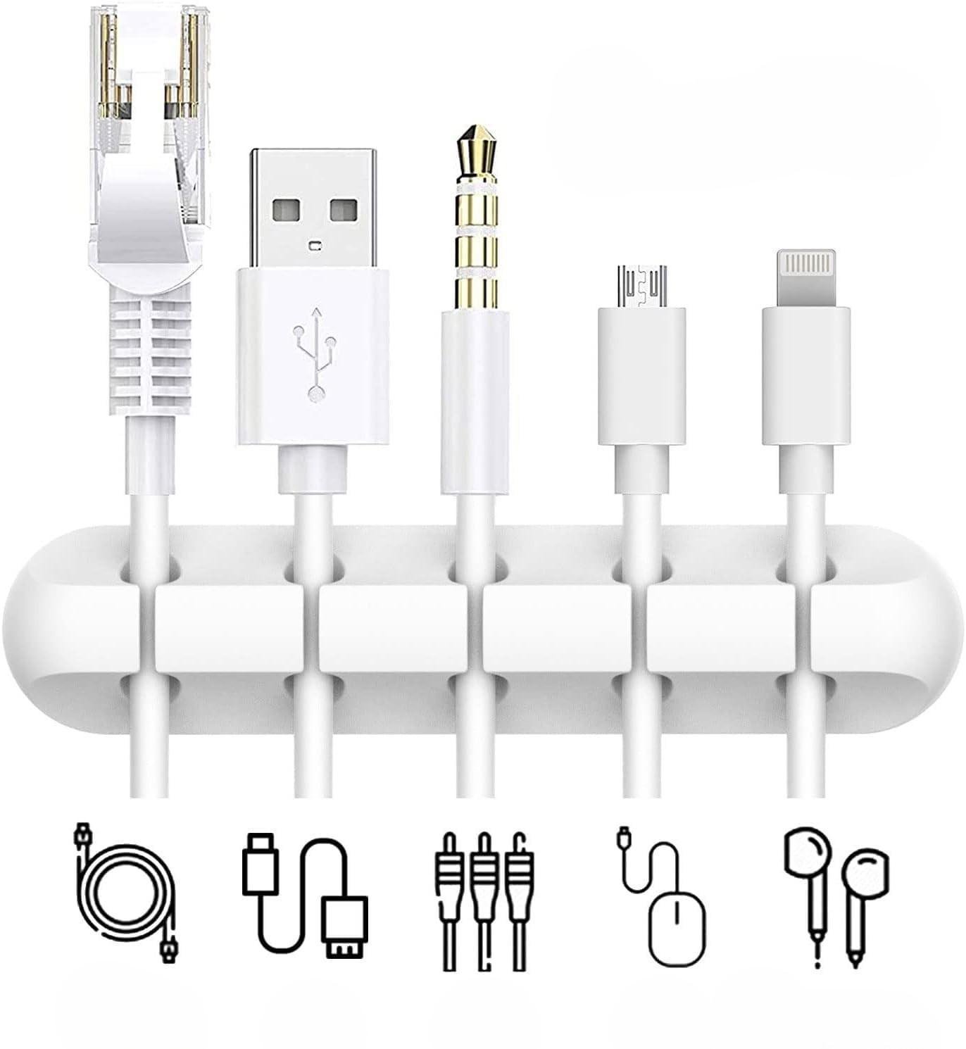 Набор органайзеров для проводов и зарядок силиконовые на 3/5/7 отделений 3 шт. Белый (D-0121) - фото 4 Набор органайзеров для проводов и зарядок силиконовые на 3/5/7 отделений 3 шт. Белый (D-0121) - фото 4