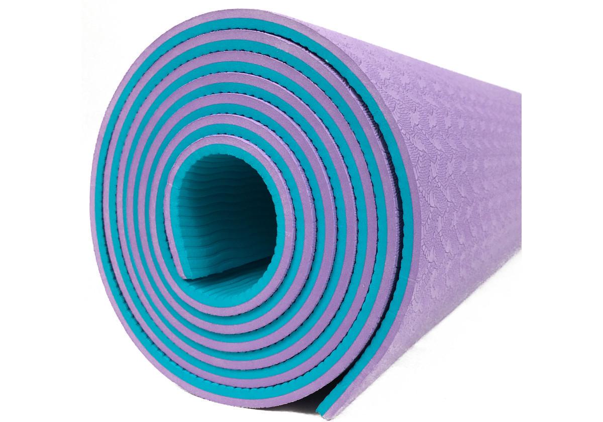 Коврик для йоги и фитнеса EasyFit TPE/TC двухслойный 6 мм Фиолетовый/Мятный (EF-1924-V/M) - фото 3 Коврик для йоги и фитнеса EasyFit TPE/TC двухслойный 6 мм Фиолетовый/Мятный (EF-1924-V/M) - фото 3