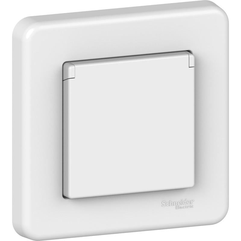 Розетка Schneider Electric Leona с заземлением и крышкой ABS Белый (LNA3100221)