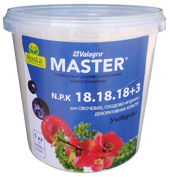 Удобрение комплексное минеральное TM Rosla Master NPK 18.18.18 3Mg 1 кг