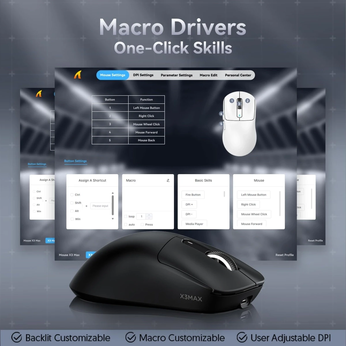 Компьютерная мышка Attack SHARK X3 MAX PAW3950 Wireless Gaming Mouse Черный (2372163131) - фото 7