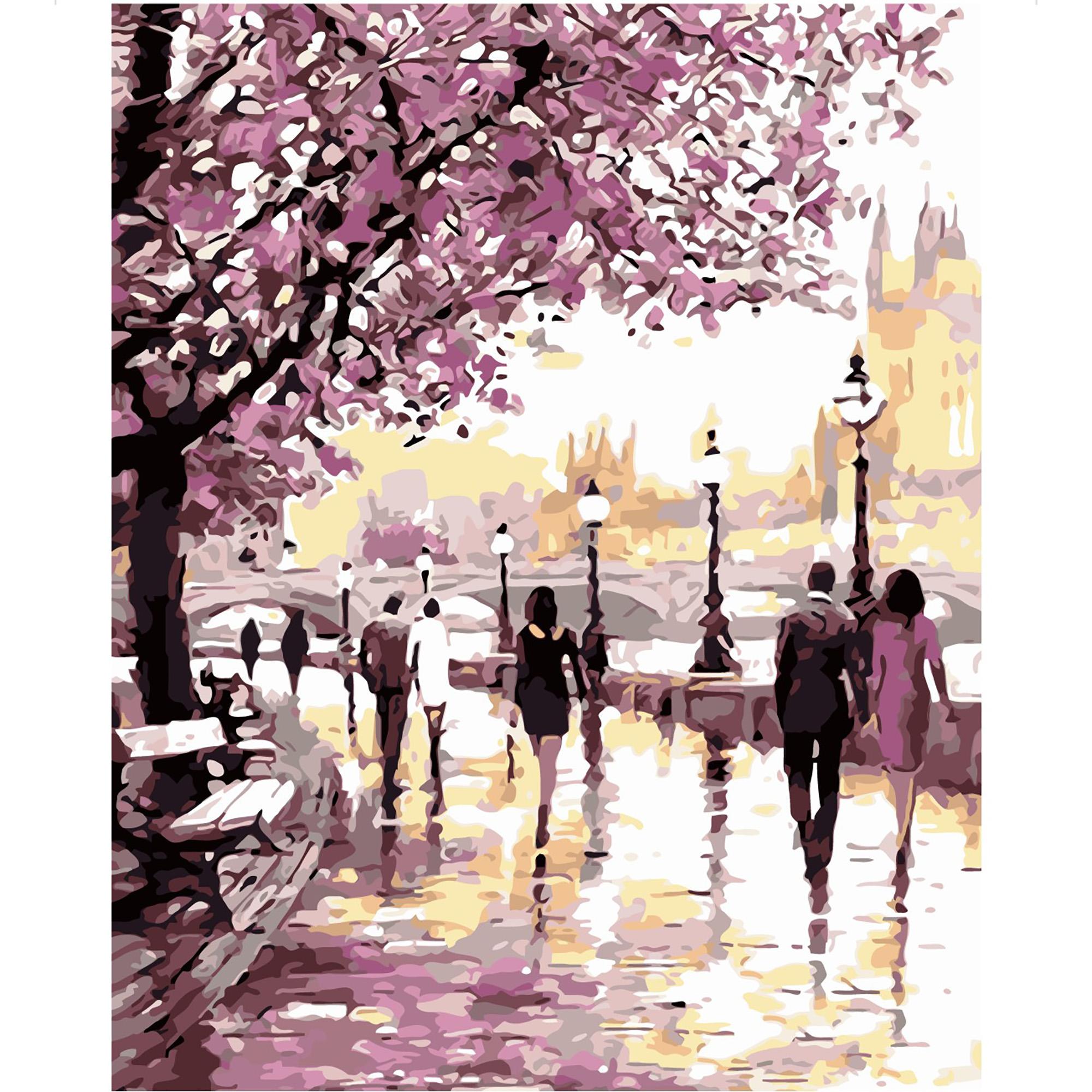 Картина за номерами Strateg Набережна у фіолетових тонах 40x50 см (VA-2110)