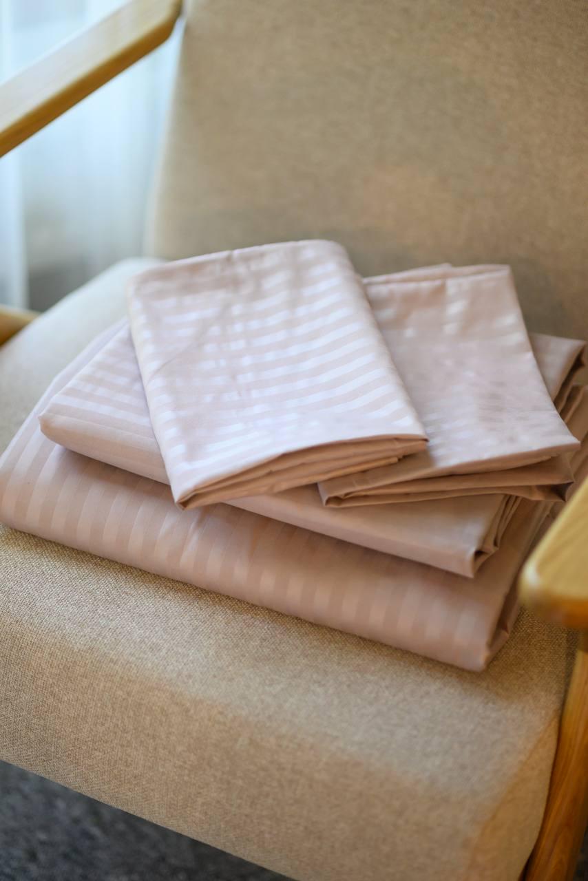 Комплект постільної білизни Signorina Siena зі страйп-сатину сімейний 50х70 см/70х70 см Капучино (009S) - фото 3