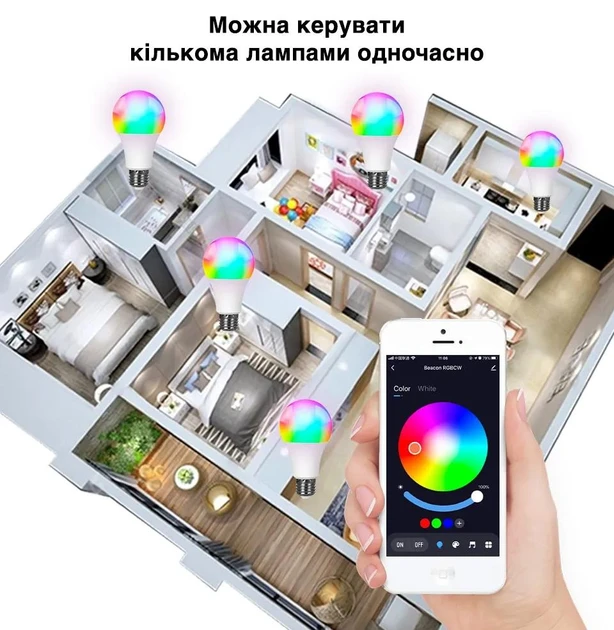 Лампочка Tuya Smart Life E27 RGB Bluetooth (2612939390) - фото 3