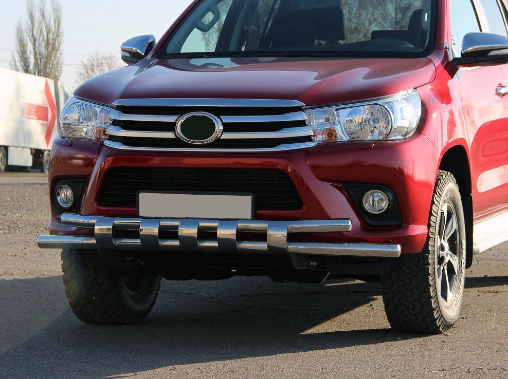 Передняя защита ST015 CAN для Toyota Hilux 2015- гг. нержавеющая сталь Хром