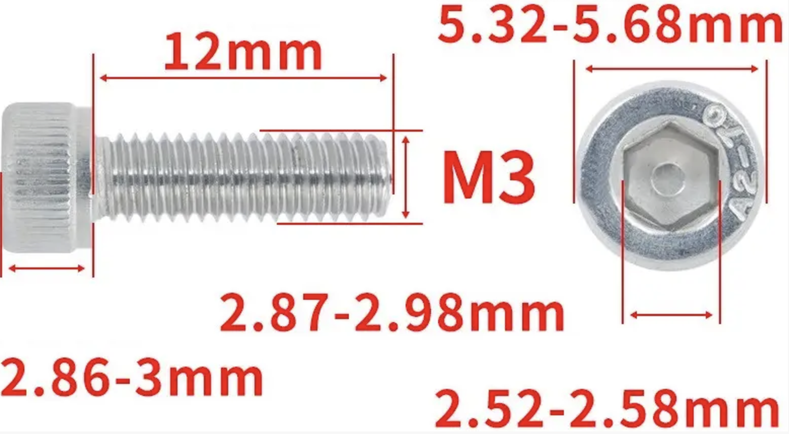 Гвинт з шестигранною головкою DIN912 M3x12 мм (DIN912_m3_12) - фото 2