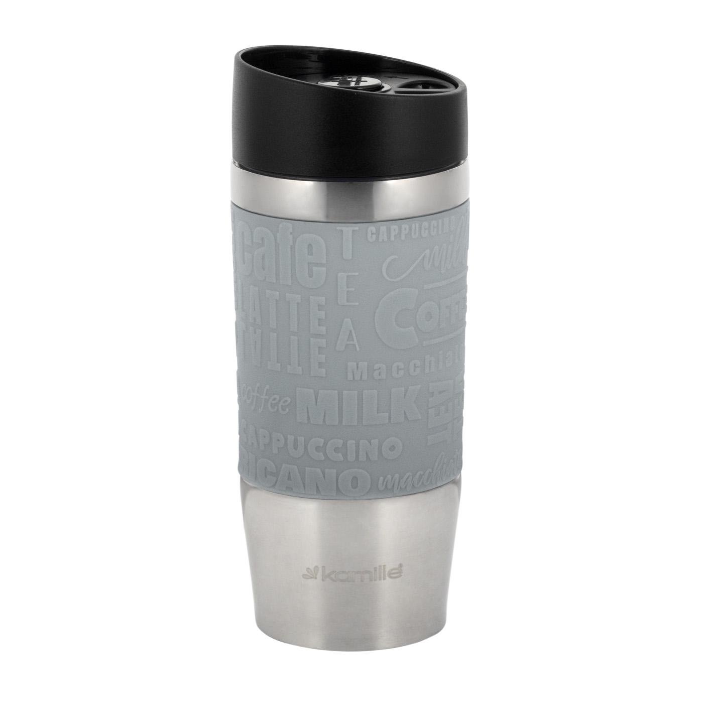 Термокружка Kamille из нержавеющей стали с TPR-вставкой 280 мл Серый (14897054)