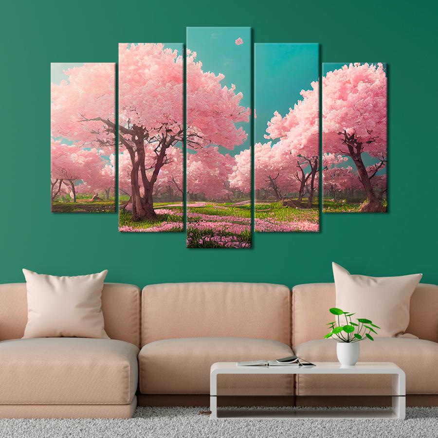 Картина на холсте Красивые розовые сакуры 137x85 см (V424-5_L)