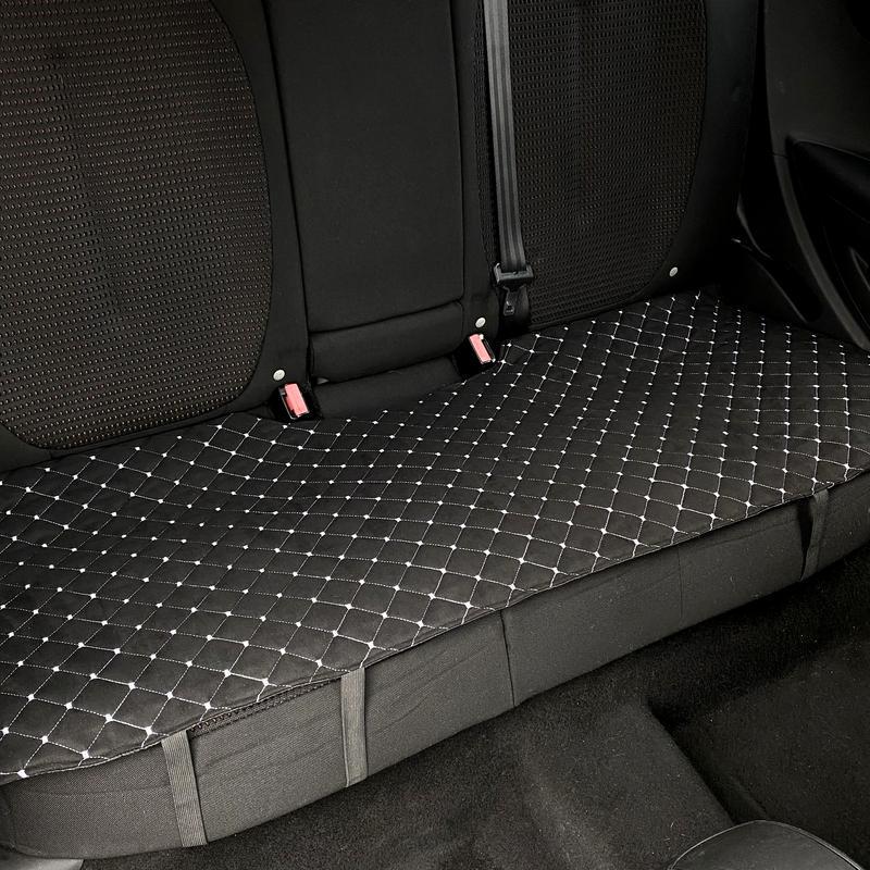 Накидка на сиденье автомобиля эко-замша Черный/Белый прошивка Lux задний диван без спинок (761) - фото 2 Накидка на сиденье автомобиля эко-замша Черный/Белый прошивка Lux задний диван без спинок (761) - фото 2