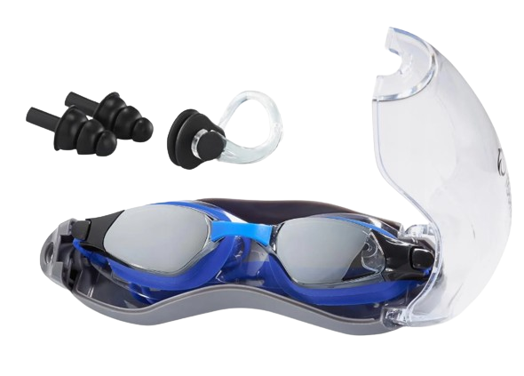 Очки для плавания TSUNAMI Anti-Fog 3в1 чехол/бервуха/зажим для носа Blue (P-5905973401784)