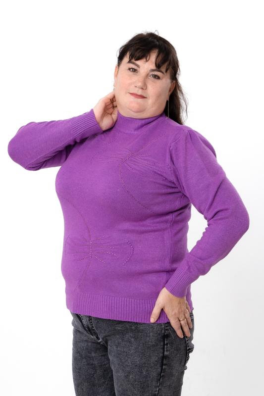 Джемпер утеплений жіночий однотонний з візерунком Носи Своє р. 54/56 Фіолетовий (18116) - фото 2 Джемпер утеплений жіночий однотонний з візерунком Носи Своє р. 54/56 Фіолетовий (18116) - фото 2