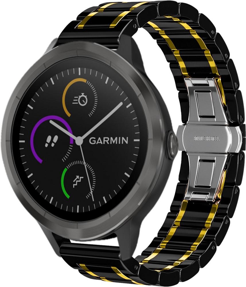 Ремешок керамический Ceramo для Garmin Vivoactive 3 Black/Gold (28720-02)