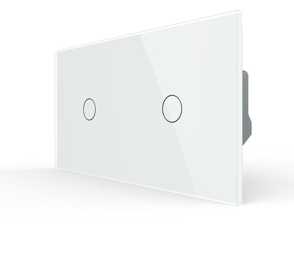 Выключатель проходной Livolo умный Livolo сенсорный 2 клавиши 1-1 Wi-Fi стекло Белый