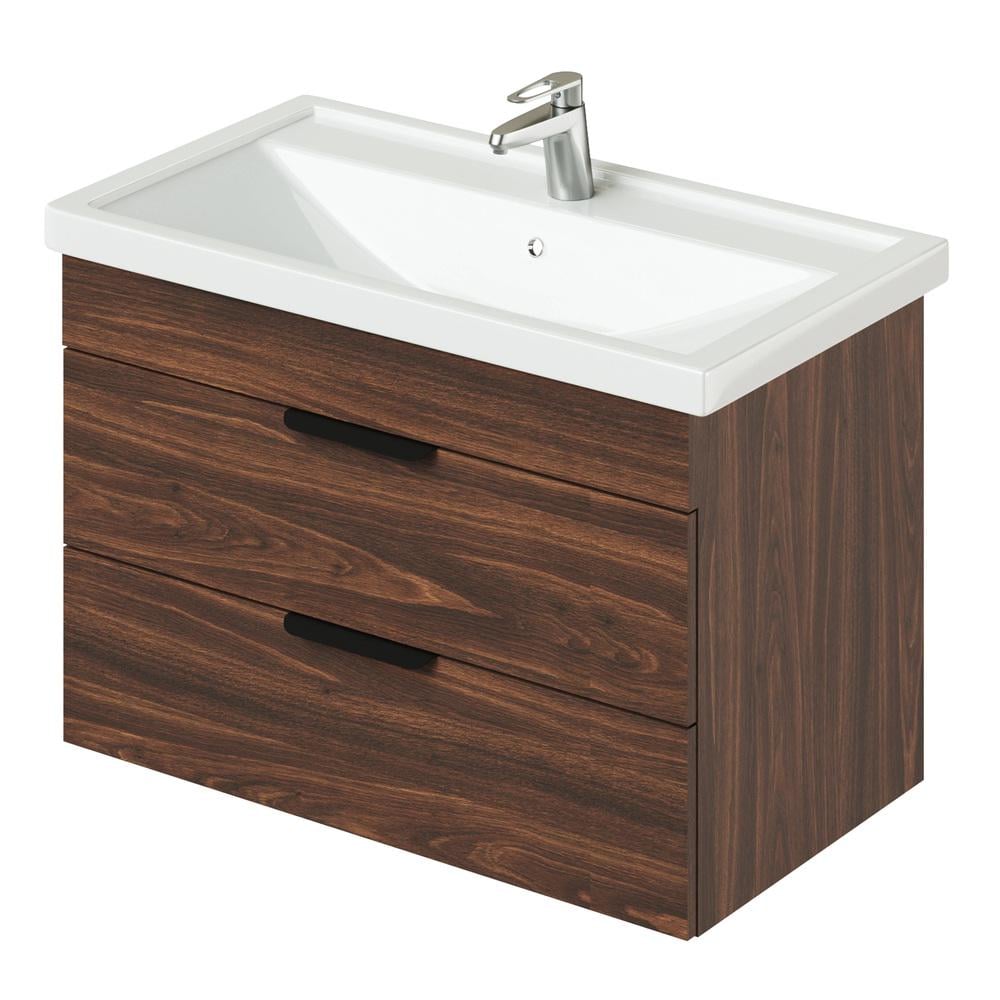 Тумба підвісна із раковиною MVK Vostok Lite 80 B1 800х450х530 мм Дуб Бурбон (8089br)