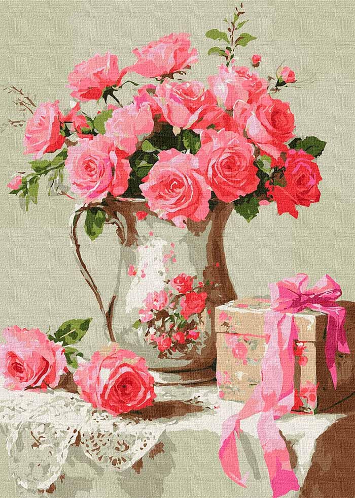 Картина по номерах Ideyka Рожевий подарунок 30х40 см (KHO3318)