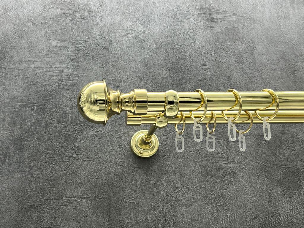 Карниз Quadrum Бостон гладкая штанга двойной открытый 25/19 мм 400 см Золотой