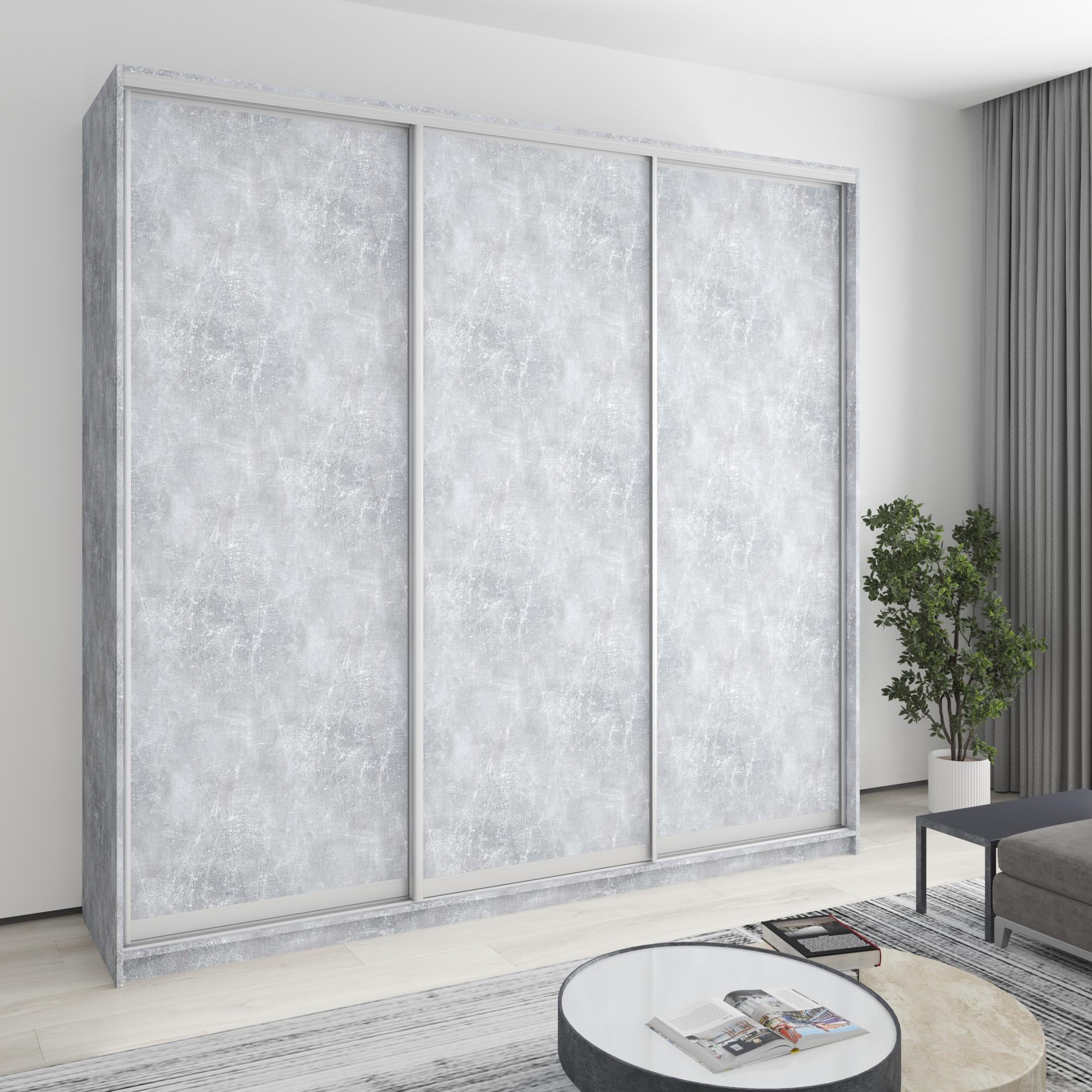 Шкаф-купе трехдверный MebelStar Комбо AL 3 ДСП 250x45x240 см Бетон (MBS-2077)