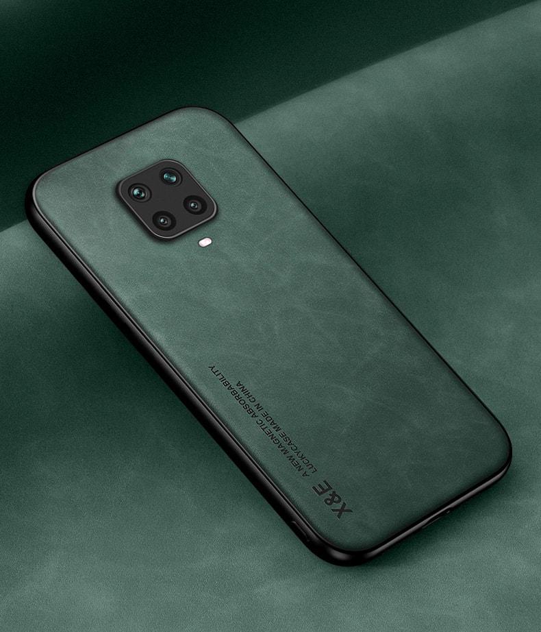 Кожаный чехол XnE Xiaomi Redmi Note 9S с металлической вставкой Green (34286-08)