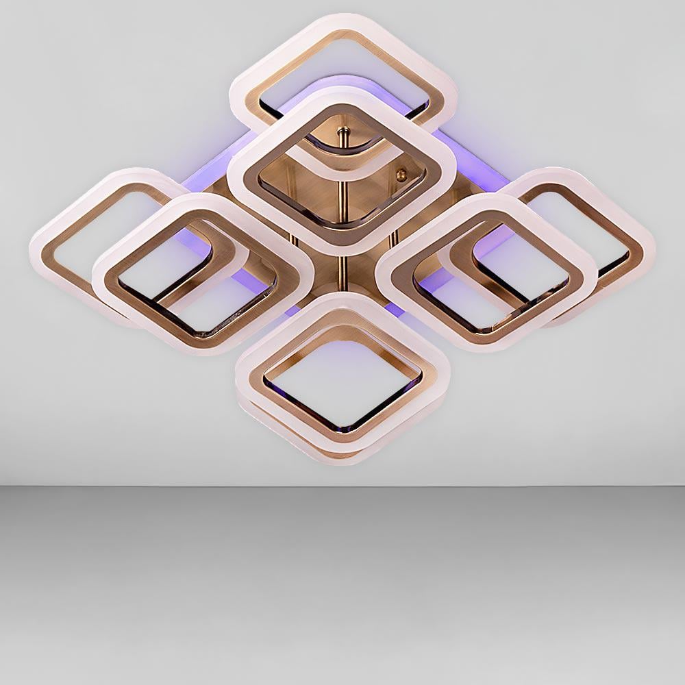 Люстра потолочная светодиодная Light House SL-18185/4/4C AB/RGB Dimmer 3000-6000К 144W 120х450х450 мм Бронзовый