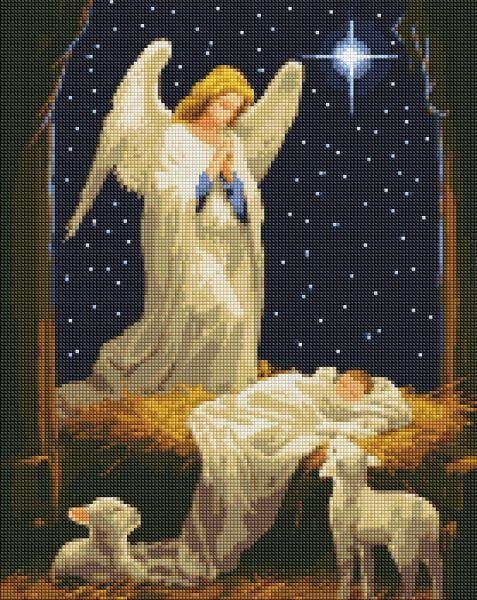 Алмазна мозаїка на підрамнику Ідейка Під захистом ангела з голограмними стразами AB 40x50 см (Id-AMO7865)