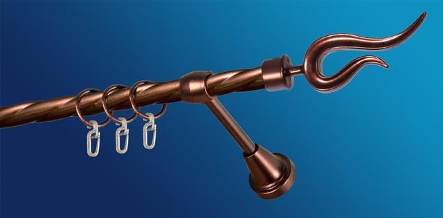 Карниз для штори Plastidea Віола металевий кручений одинарний з гачками D 16 мм 200 см Мідь - фото 1