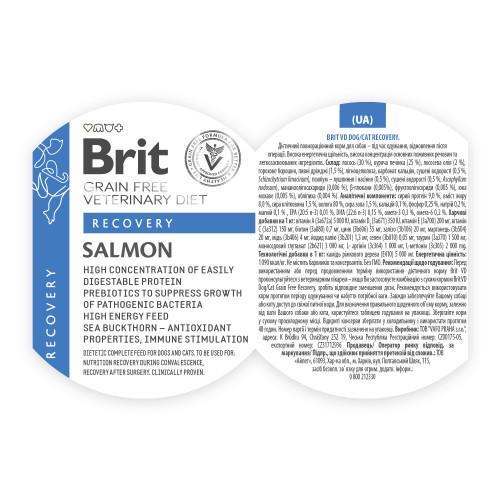 Корм влажный для собак и кошек Brit GF VetDiets Recovery в период выздоровления с лососем 400 г - фото 3 Корм влажный для собак и кошек Brit GF VetDiets Recovery в период выздоровления с лососем 400 г - фото 3