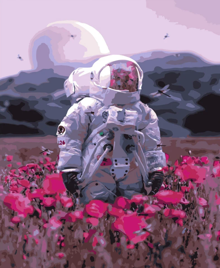 Картина по номерам Strateg Космонавт среди поля 40x50 см (GS491)