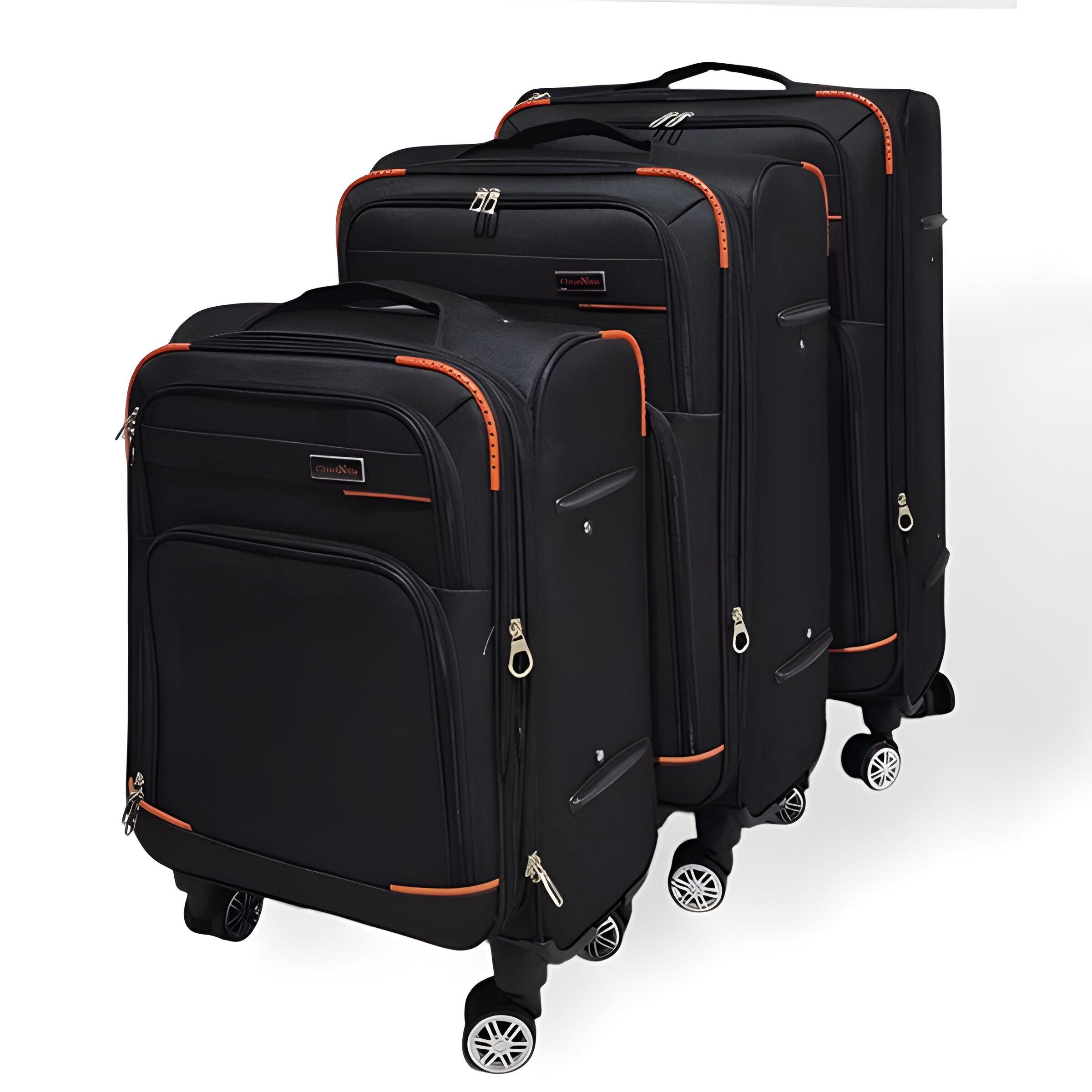 Набір валіз тканинних 3в1 з кодовим замком і телескопічною ручкою Чорний (80-3M) - фото 1 Набір валіз тканинних 3в1 з кодовим замком і телескопічною ручкою Чорний (80-3M) - фото 1