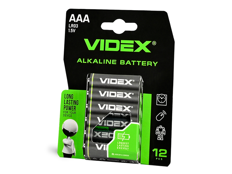Батарейка щелочная Videx LR03/AAA Blister 12 шт. (9264)