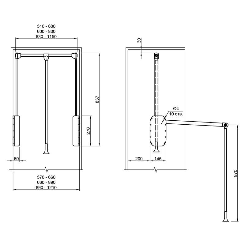 Гардеробный лифт Muller 450-600 мм Графит (189043) - фото 2