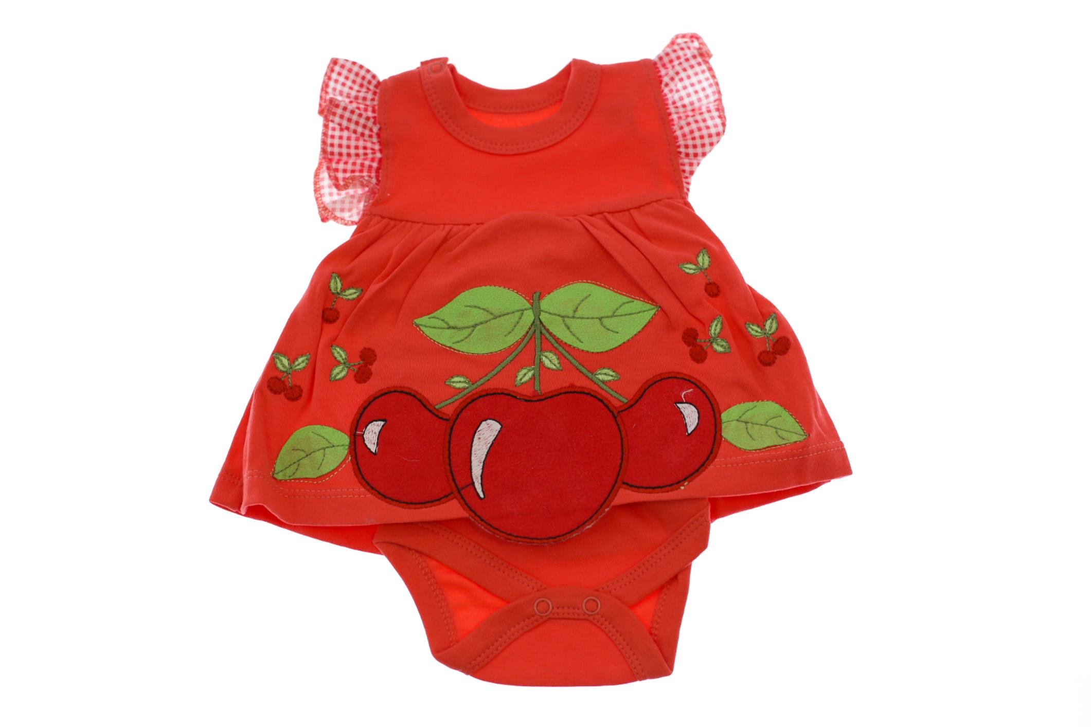 Боди-платье с коротким рукавом для девочки BABYKROHA Вишенка интерлок 56 см Красный (32259)