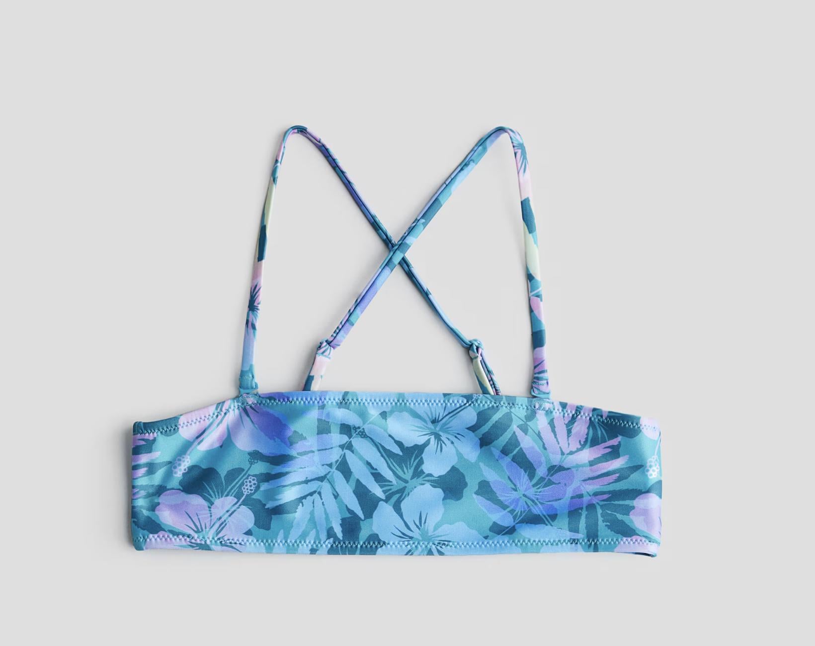 Купальный топ H&M 1219265 Цветы 158-164 см Зеленый