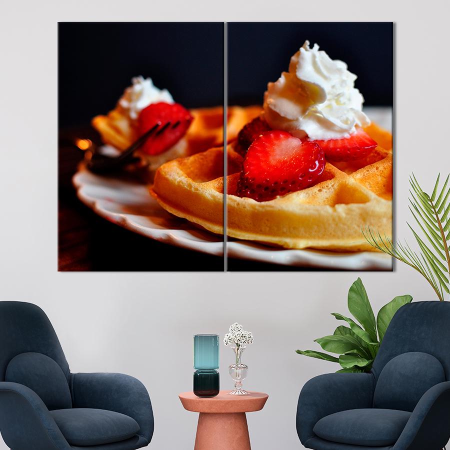 Настенний декор Нежная бельгийская вафля с ягодами и взбитыми сливками 111x81 см (A547-2)