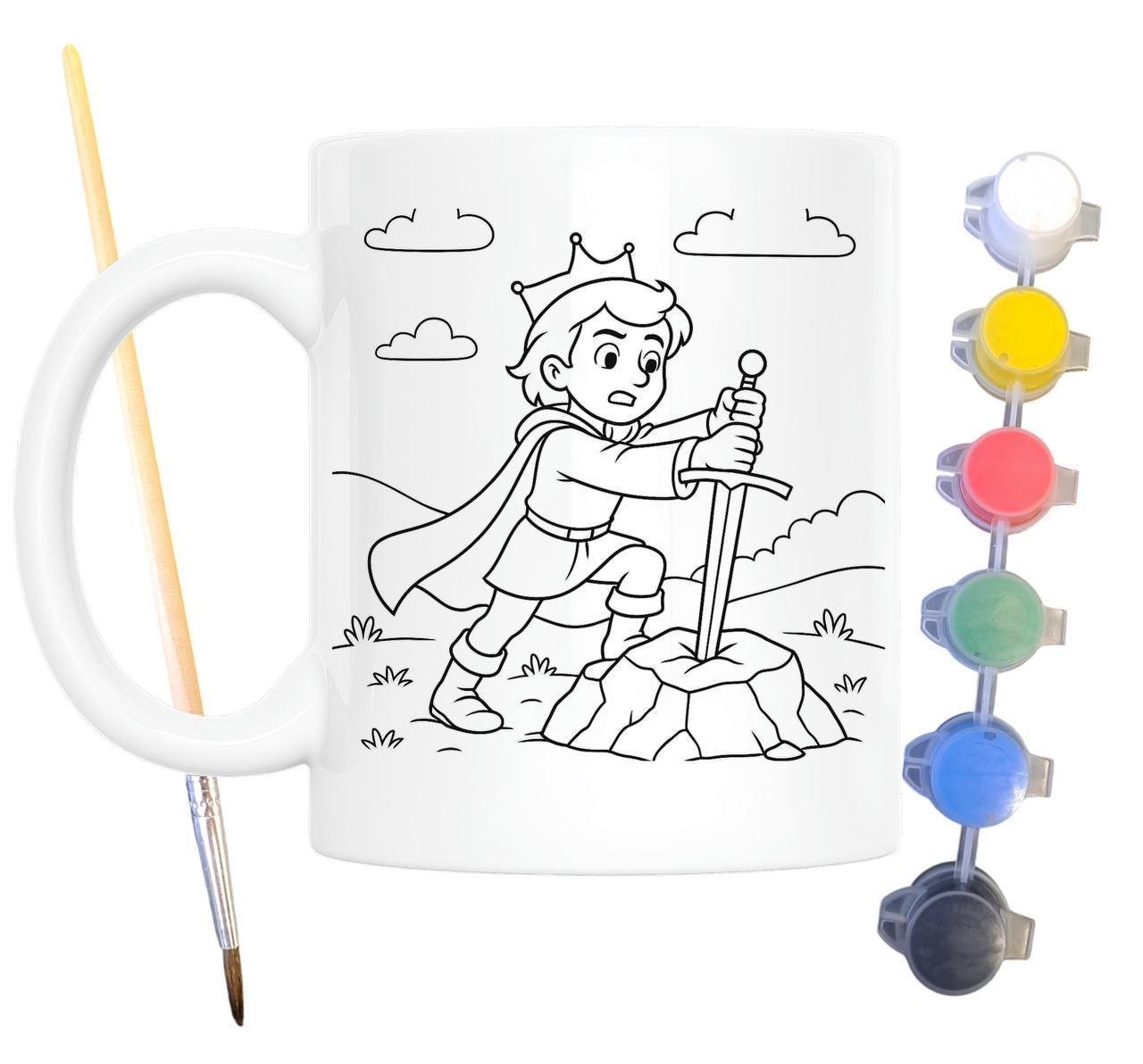 Набор для творчества кружка раскраска по мотивам Король Артур и Экскалибур 330 мл Белый (КР0175)