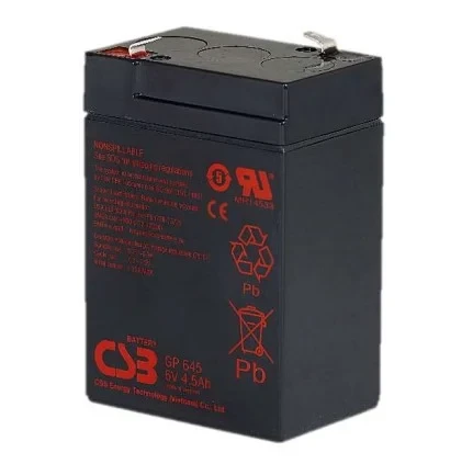 Батарея аккумуляторная СSB 4,5 Аг 6В 70x48x102 мм (GP645)