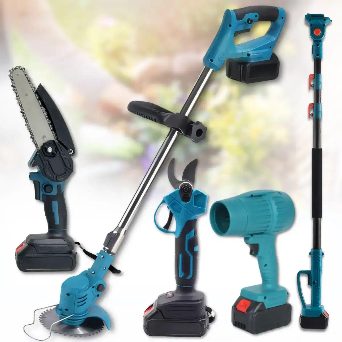 Набор электроинструментов аккумуляторный садовый 6в1 триммер/секатор/пила/воздуходувка/удлинитель/аккумулятор 48В (opt-105355)