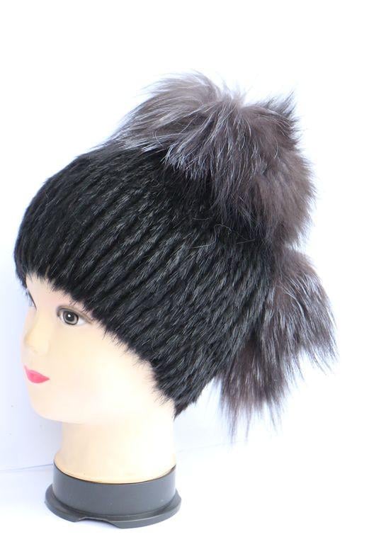 Шапка женская из меха нутрии и чернобурки (28592)